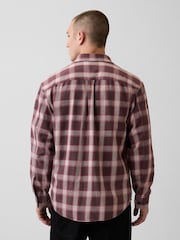 Gap Red/Brown Check Sunwashed Twill Relaxed Check Shirt - Image 2 of 4