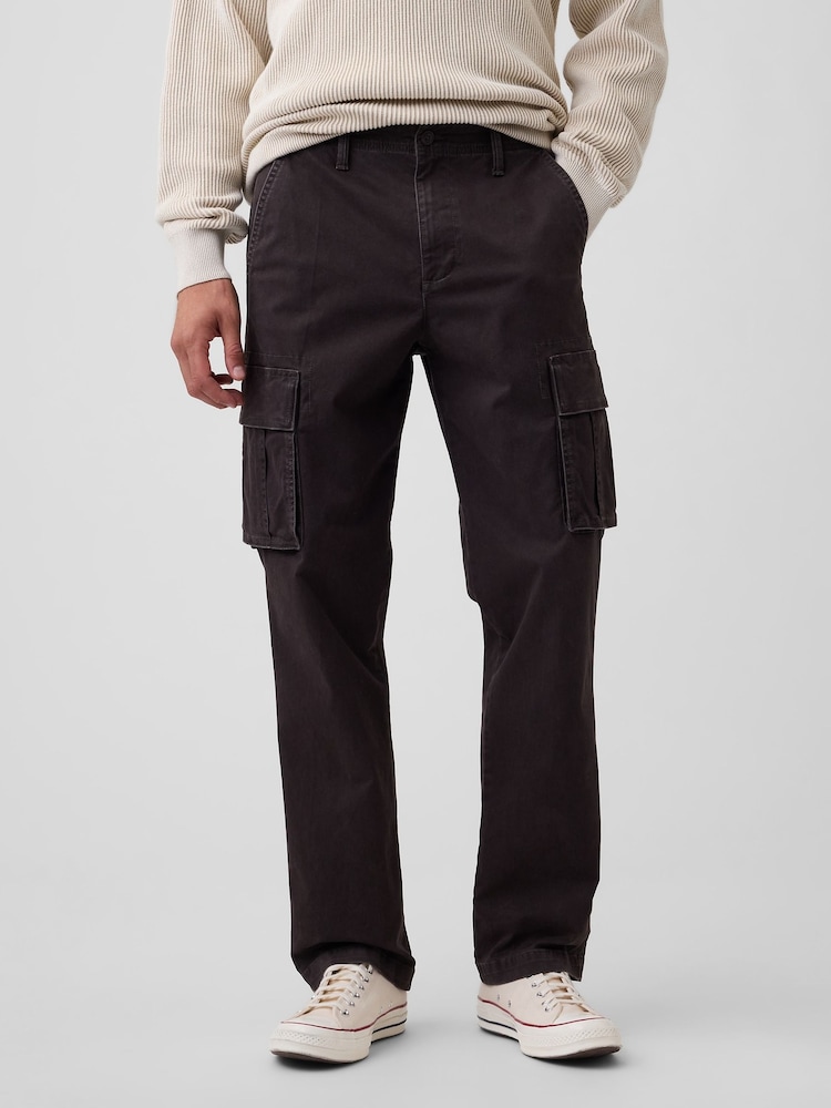 Gap Dark Brown Essential Straight Cargo Trousers - Image 1 of 6 Gap Dark Brown Essential Straight Cargo Trousers - Image 1 of 6