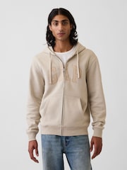 Gap Beige Vintage Soft Arch Logo Zip Hoodie - Image 1 of 4