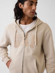 Gap Beige Vintage Soft Arch Logo Zip Hoodie - Image 4 of 4