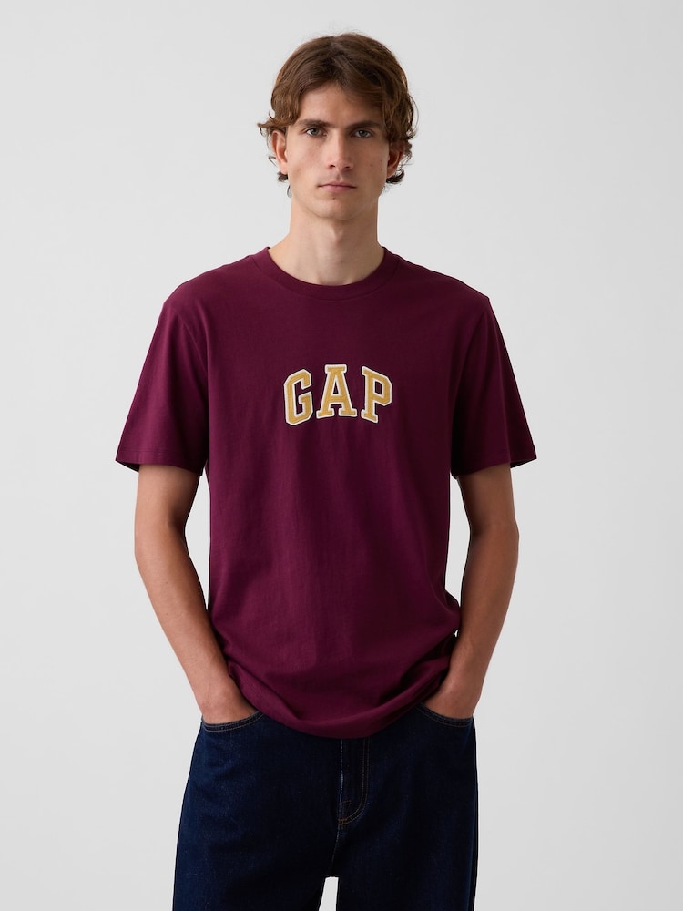 Gap Burgundy Red Arch Logo Short Sleeve T-Shirt - Image 1 of 4