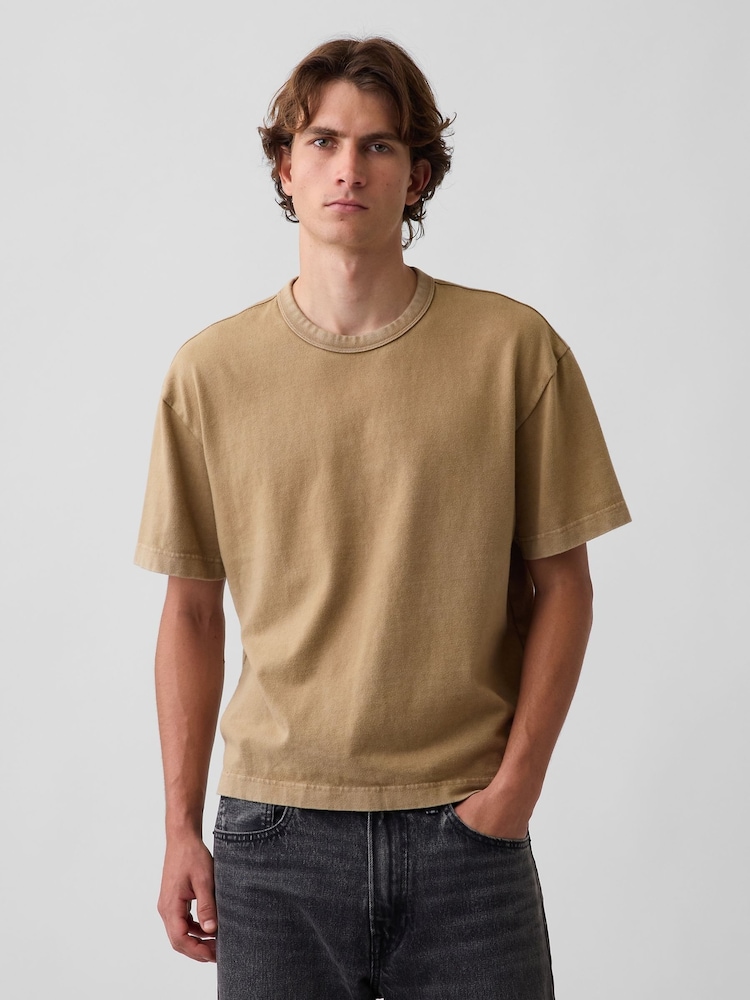 Gap Sandy Brown Heavyweight Boxy Short Sleeve T-Shirt - Image 1 of 4