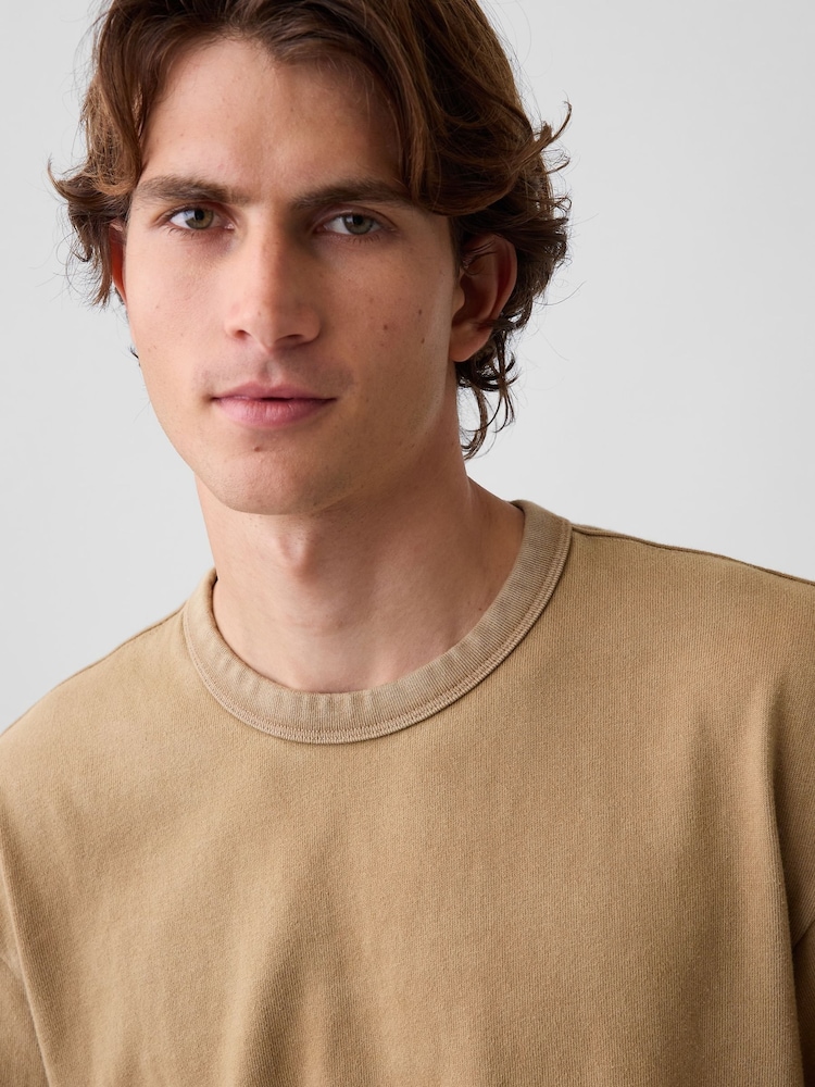 Gap Sandy Brown Heavyweight Boxy Short Sleeve T-Shirt - Image 4 of 4