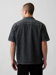 Gap Black Denim Relaxed Short Sleeve Shirt - Image 2 of 4