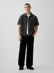 Gap Black Denim Relaxed Short Sleeve Shirt - Image 3 of 4