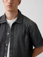Gap Black Denim Relaxed Short Sleeve Shirt - Image 4 of 4