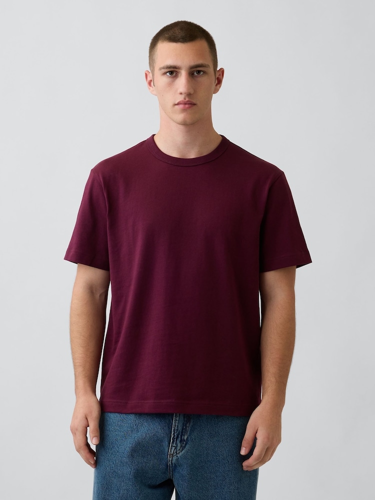 Bourgogne Röd - Gap Heavyweight Avslappnad Kort ärm T-shirt - Bild 1 av 4