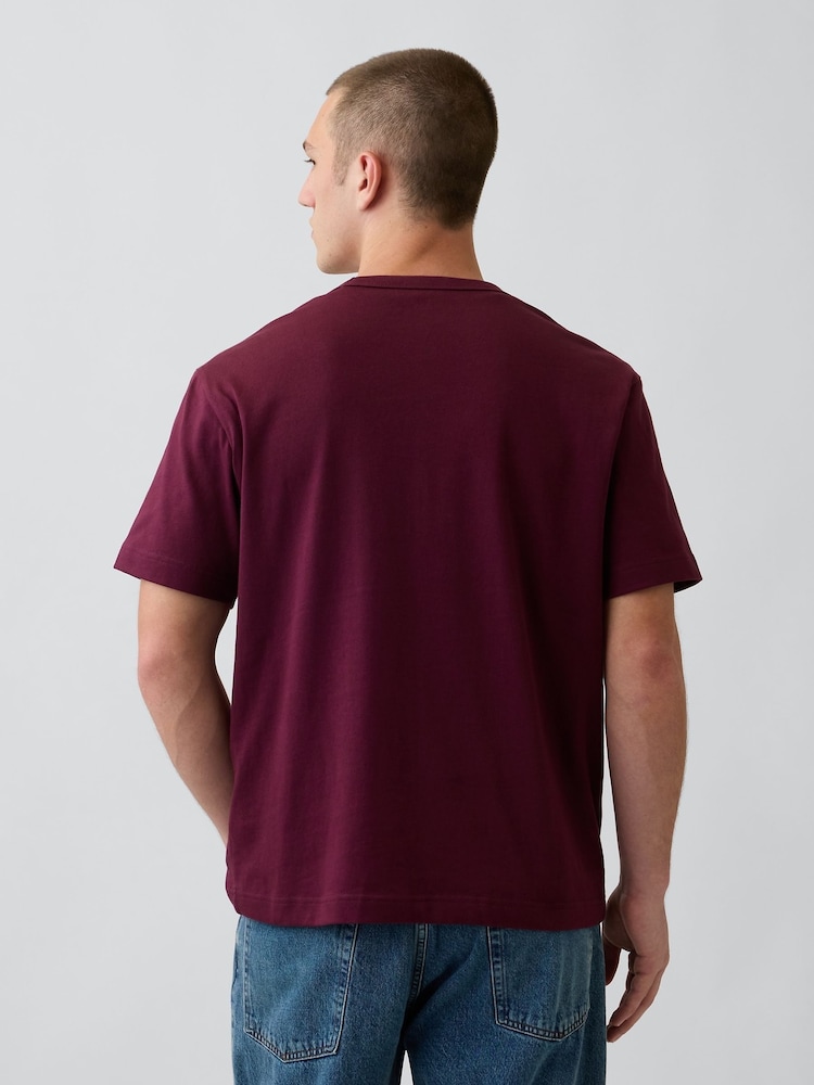Bourgogne Röd - Gap Heavyweight Avslappnad Kort ärm T-shirt - Bild 2 av 4