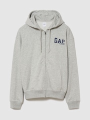 Gap Grey Relaxed Full-Zip Hoodie - Image 1 of 4