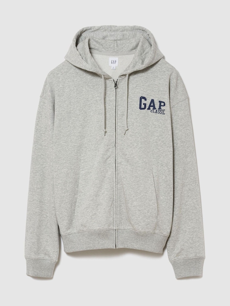 Gap Grey Relaxed Full-Zip Hoodie - Image 1 of 4 Gap Grey Relaxed Full-Zip Hoodie - Image 1 of 4