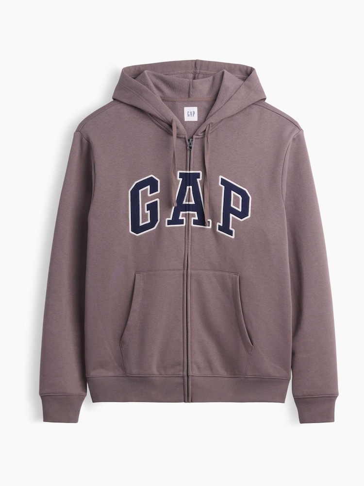 Gap Brown/Navy Relaxed Full-Zip Hoodie - Image 4 of 4 Gap Brown/Navy Relaxed Full-Zip Hoodie - Image 4 of 4