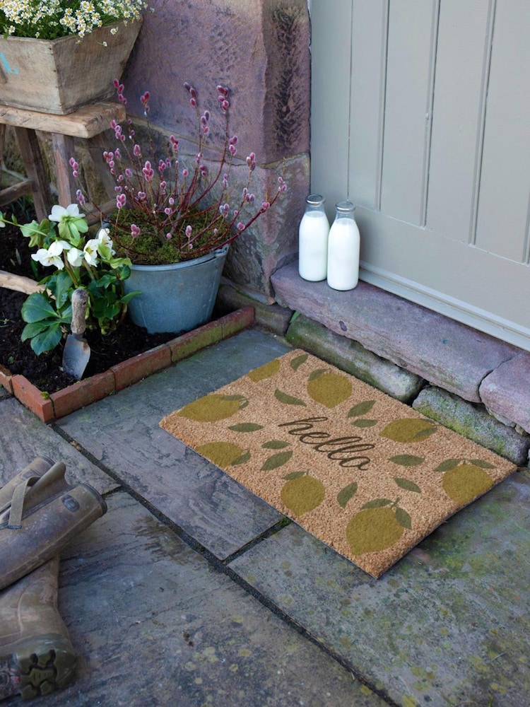 Artsy Mats Yellow Hello Lemons Coir Doormat - Image 2 of 12