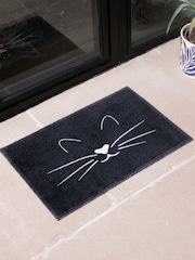 Artsy Mats Black Whiskers Cat Indoor Washable Doormat - Image 1 of 4