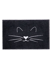 Artsy Mats Black Whiskers Cat Indoor Washable Doormat - Image 3 of 4