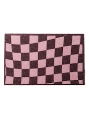 Artsy Mats Brown Wavey Checkerboard Indoor Washable Doormat - Image 3 of 4