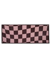 Artsy Mats Brown Wavey Checkerboard Indoor Washable Runner - Image 3 of 4