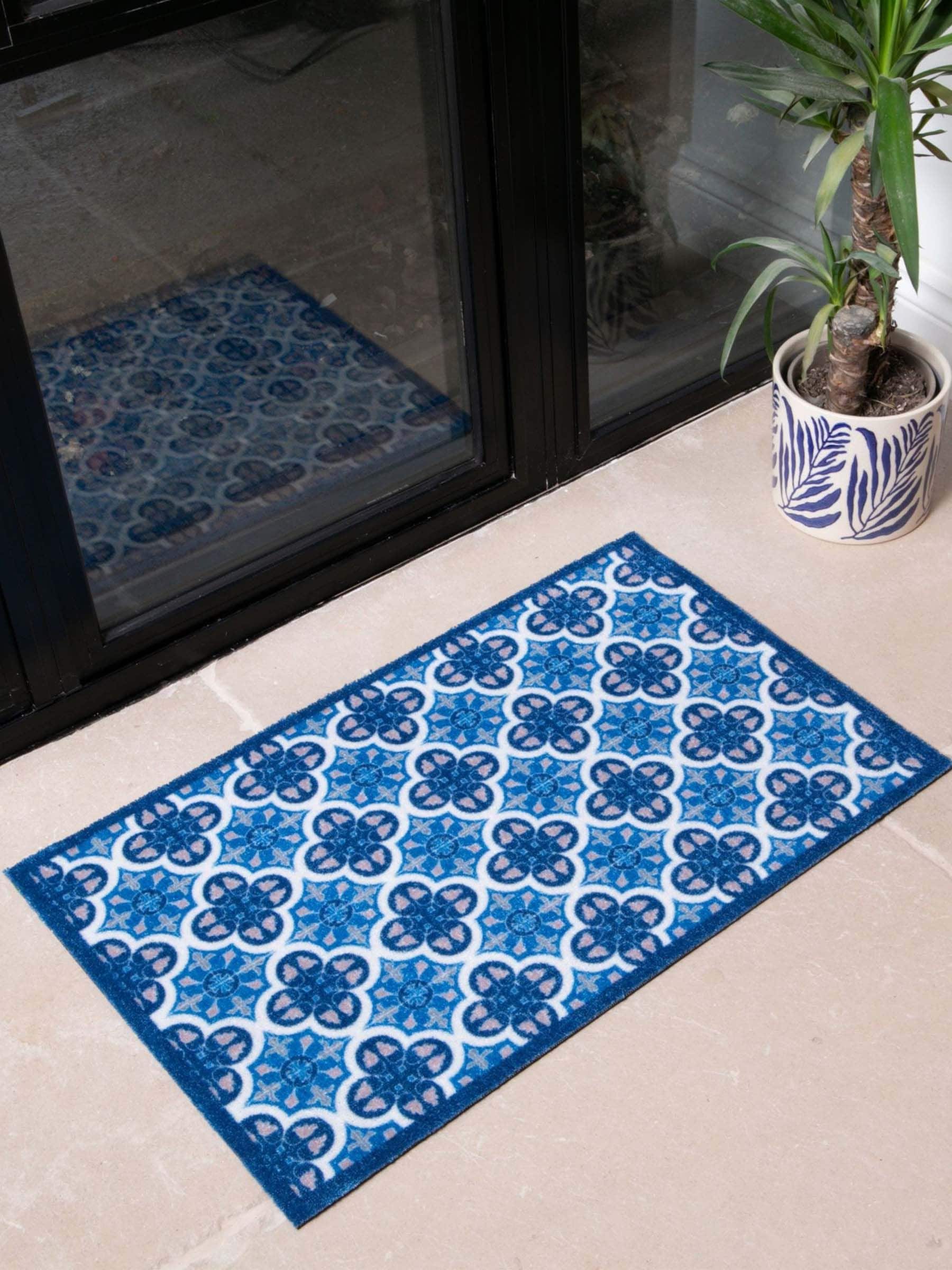 Artsy Mats Blue Mosaic Tile Indoor Washable Doormat