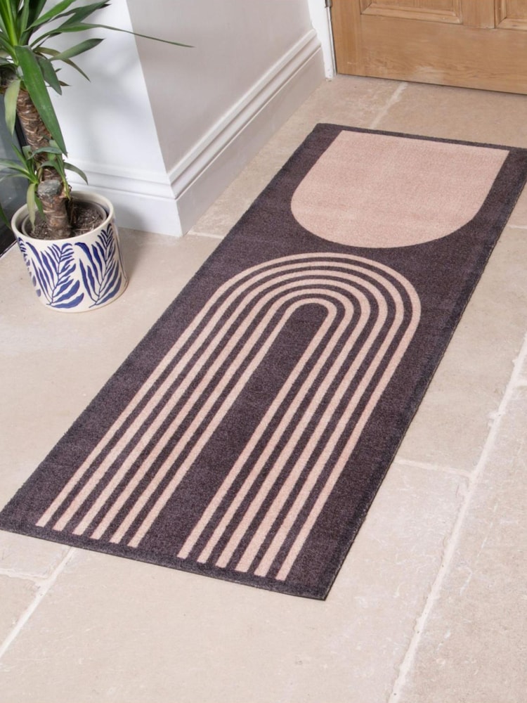 Artsy Mats Brown Abstract Indoor Washable Runner - Image 1 of 4 Artsy Mats Brown Abstract Indoor Washable Runner - Image 1 of 4