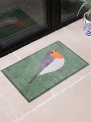 Artsy Mats Green Robin Indoor Washable Doormat - Image 1 of 4