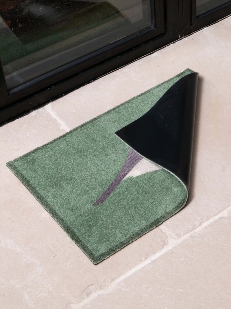 Artsy Mats Green Robin Indoor Washable Doormat - Image 2 of 4