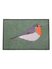 Artsy Mats Green Robin Indoor Washable Doormat - Image 3 of 4