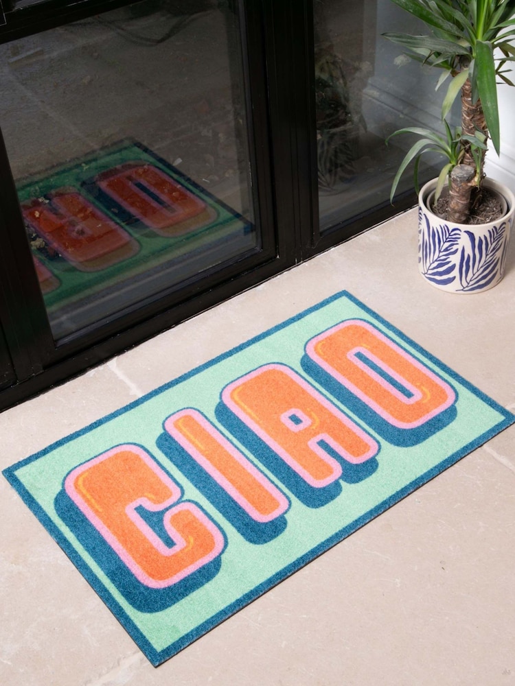 Artsy Mats Green Ciao Indoor Washable Doormat - Image 1 of 4