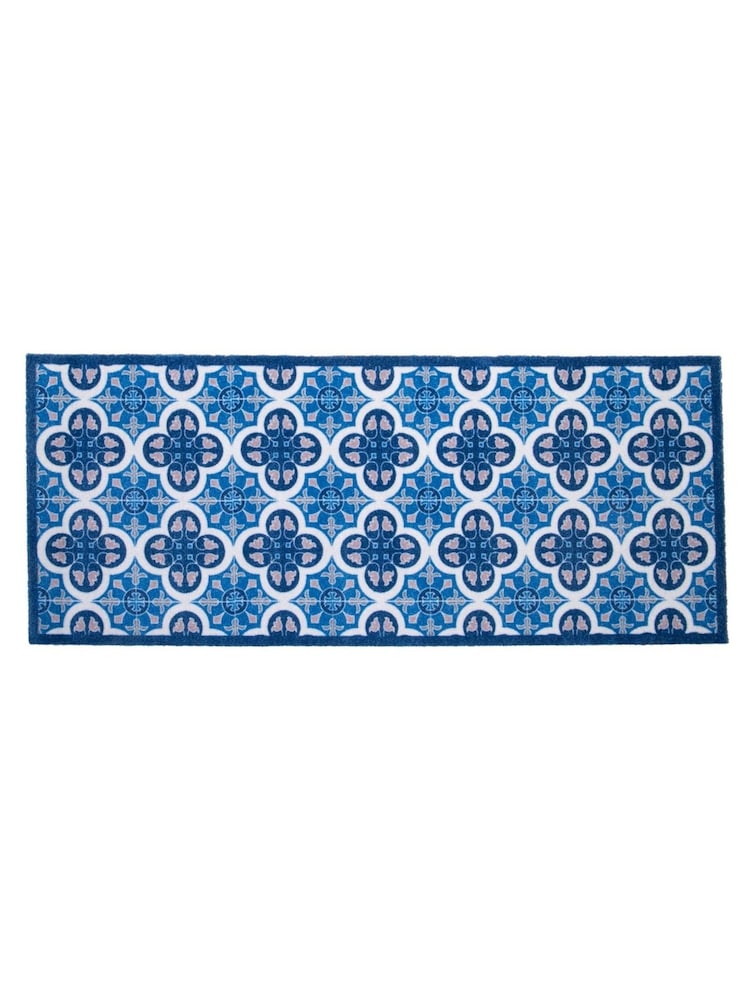 Artsy Mats Blue Mosaic Tile Indoor Washable Runner - Image 2 of 3 Artsy Mats Blue Mosaic Tile Indoor Washable Runner - Image 2 of 3