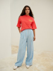 Blue/Pink Bright Stripe Wide Leg Trousers - Image 1 of 8