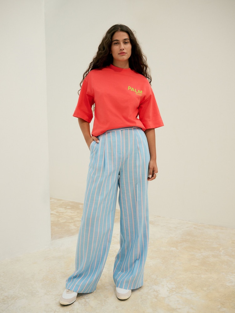 Blue/Pink Bright Stripe Wide Leg Trousers - Image 1 of 8