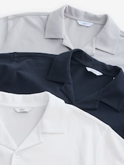 Navy/Gey/White Short Sleeve Pique Shirts 3 Pack - Image 2 of 12