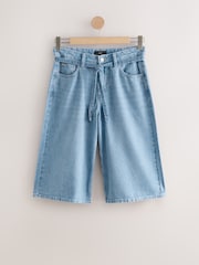 Dunkelblau - Lyocell Blend Tie Waist Denim Shorts - Bild 5 von 7