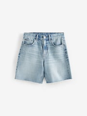 Mid Blue 100% Cotton Slouch Relax Denim Shorts - Image 5 of 7