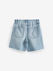 Mid Blue 100% Cotton Slouch Relax Denim Shorts - Image 7 of 7