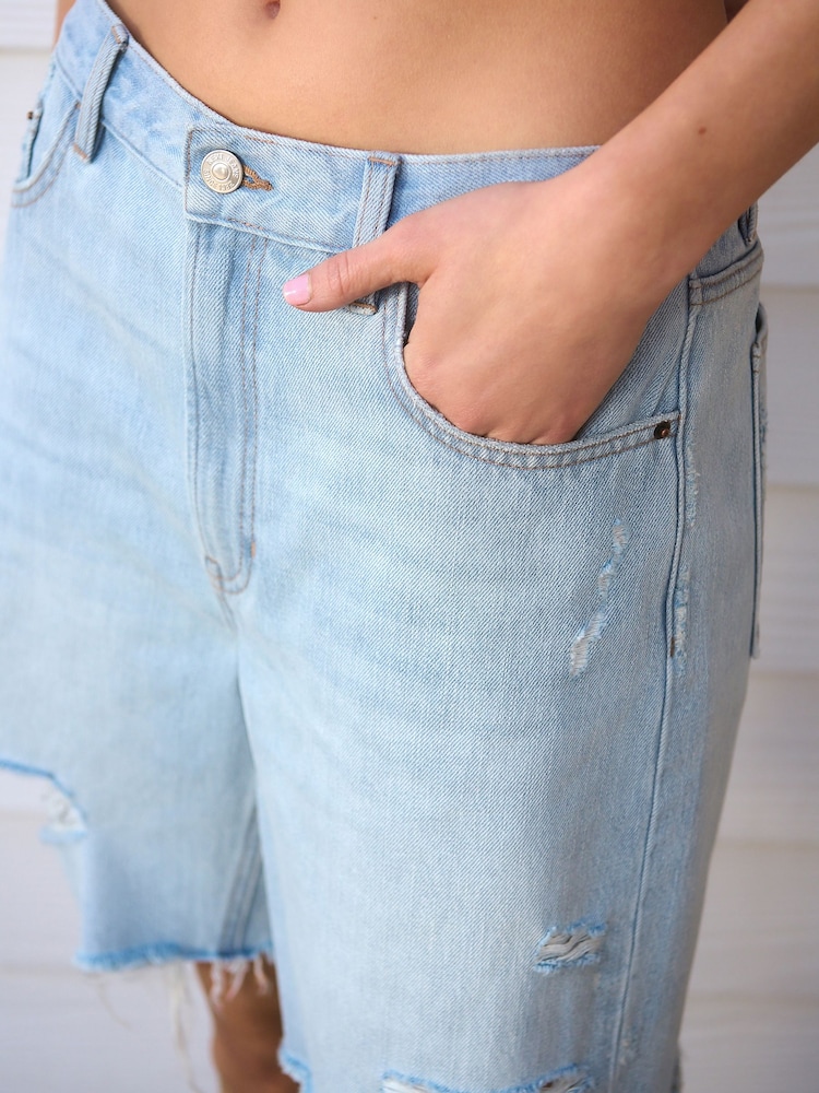 Bleach 100% Cotton Slouch Relax Denim Shorts - Image 5 of 8