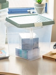 Wham 5 Pack Green Milieu 14L Square Plastic Clip Box and Lid - Image 1 of 5