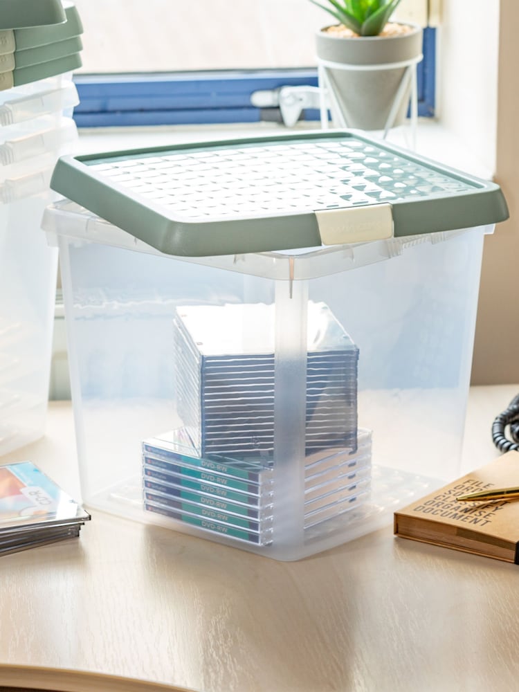 Wham 5 Pack Green Milieu 14L Square Plastic Clip Box and Lid - Image 1 of 5