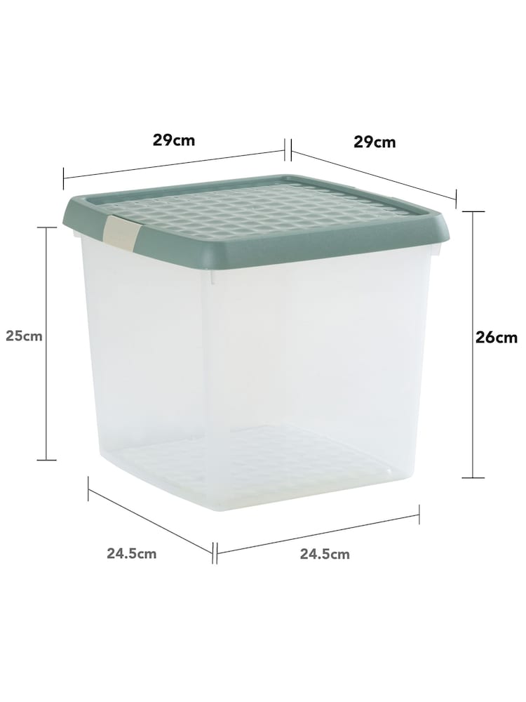 Wham 5 Pack Green Milieu 14L Square Plastic Clip Box and Lid - Image 5 of 5