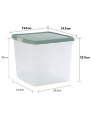 Wham 5 Pack Green Milieu 37L Square Plastic Clip Box and Lid - Image 4 of 5