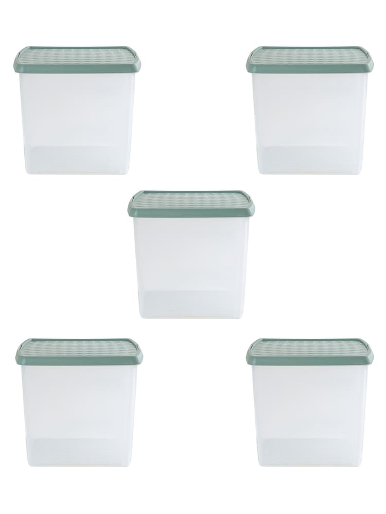 Wham 5 Pack Green Milieu 37L Square Plastic Clip Box and Lid - Image 5 of 5