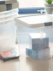 Wham 5 Pack Slate Grey 14L Square Plastic Clip Box and Lid - Image 1 of 5