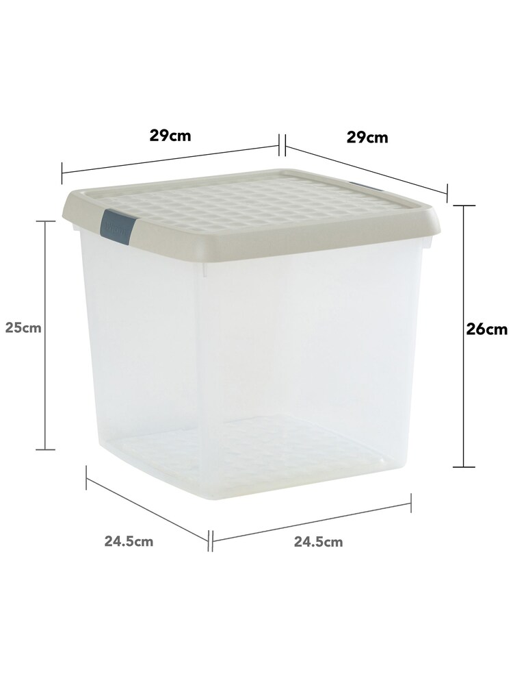 Wham 5 Pack Slate Grey 14L Square Plastic Clip Box and Lid - Image 5 of 5