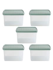Wham 5 Pack Green Milieu 25.5L Square Plastic Clip Box and Lid - Image 4 of 5