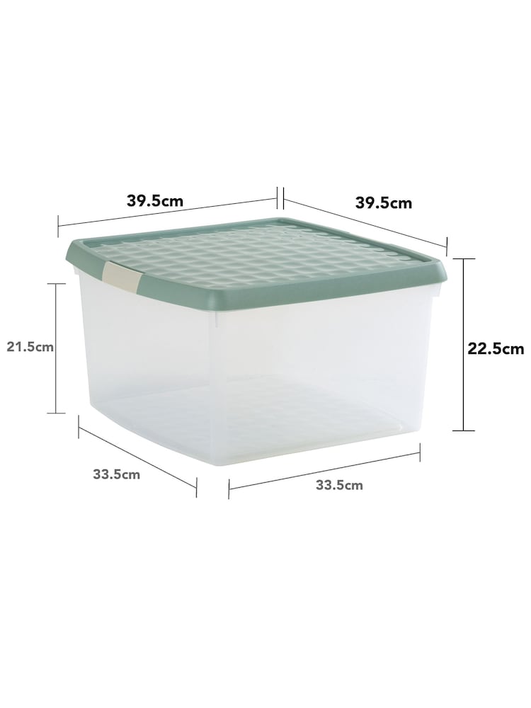 Wham 5 Pack Green Milieu 25.5L Square Plastic Clip Box and Lid - Image 5 of 5
