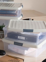 Wham 5 Pack Slate Grey 13.2L Square Plastic Clip Box and Lid Box and Lid - Image 1 of 5
