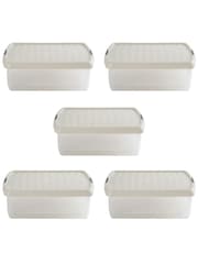 Wham 5 Pack Slate Grey 13.2L Square Plastic Clip Box and Lid Box and Lid - Image 4 of 5