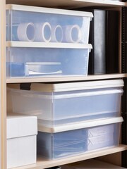 Wham 5 Pack Slate Grey 30L Rectangular Plastic Clip Box and Lid - Image 1 of 5