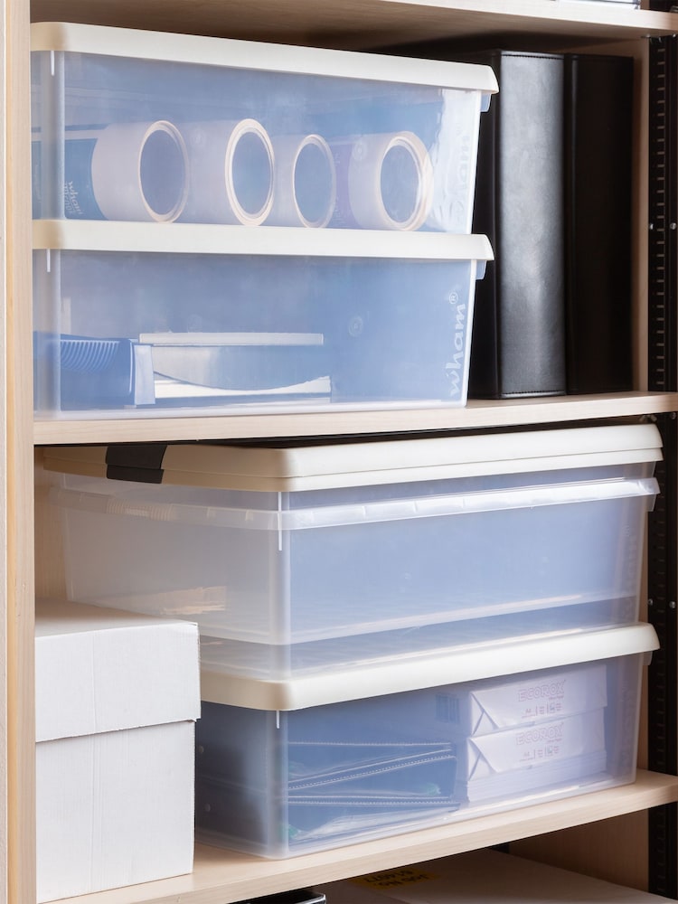 Wham 5 Pack Slate Grey 30L Rectangular Plastic Clip Box and Lid - Image 1 of 5