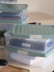 Wham 5 Pack Green Milieu 13.2L Square Plastic Clip Box and Lid Box and Lid - Image 1 of 5