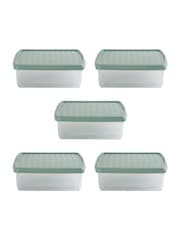 Wham 5 Pack Green Milieu 13.2L Square Plastic Clip Box and Lid Box and Lid - Image 4 of 5