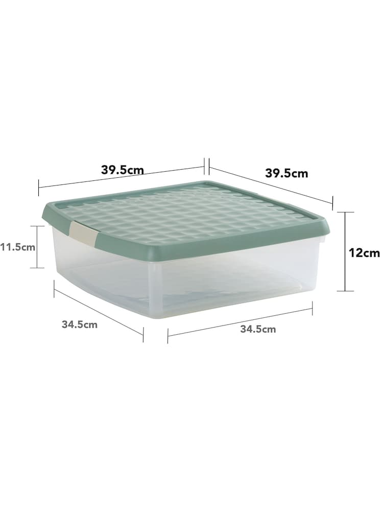 Wham 5 Pack Green Milieu 13.2L Square Plastic Clip Box and Lid Box and Lid - Image 5 of 5